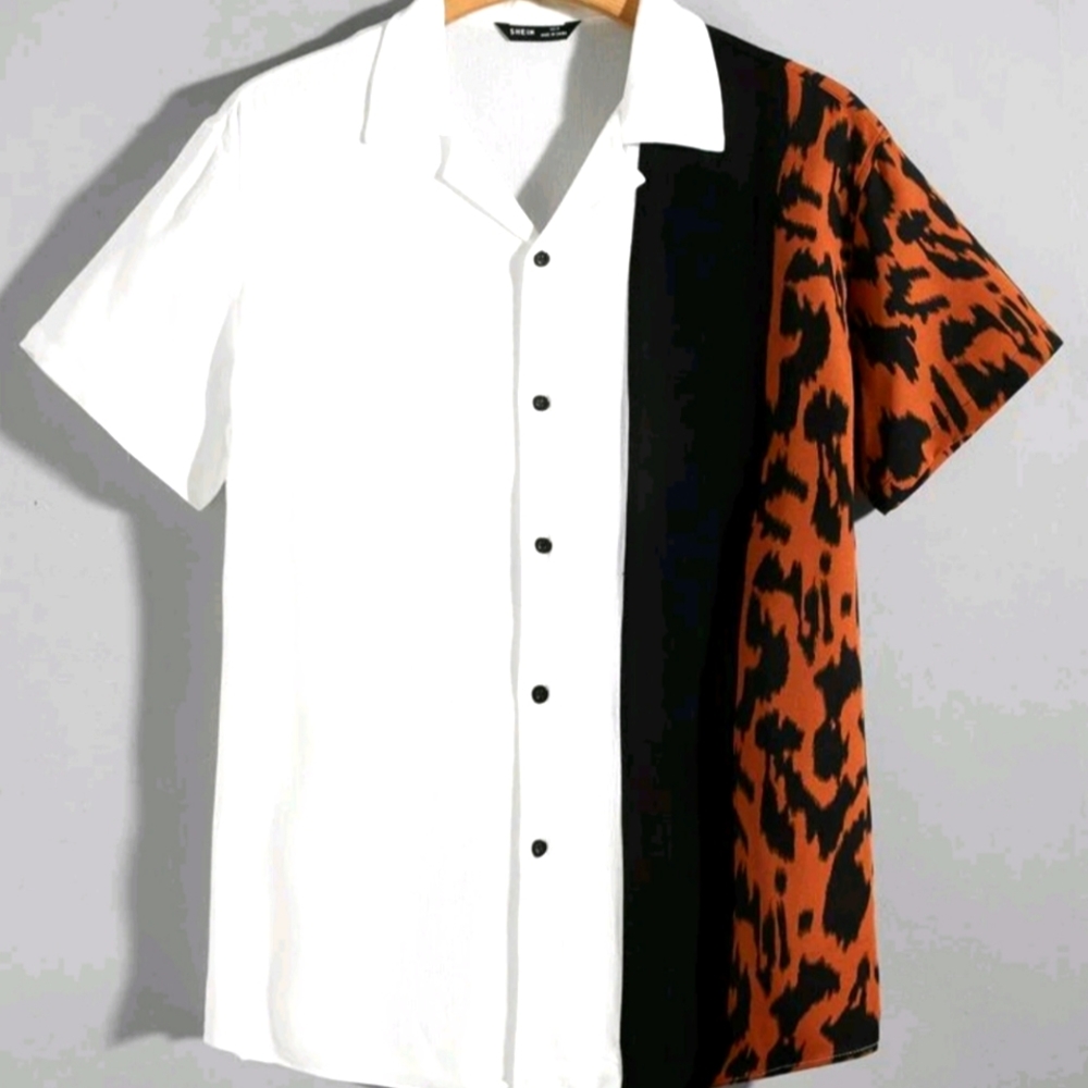Men casual shirt leopard